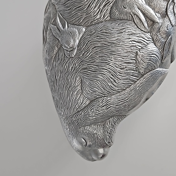 Arthur Court 1988 Rabbit's Bunnies Covered Serving Tray Dish Tureen 13" Long - Picture 2 of 8